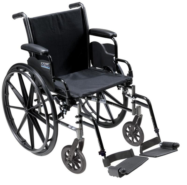 DM K318DDA-SF EA/1 Cruiser III Light Weight Wheelchair with Flip Back Removable Arms, Desk Arms, Swing away Footrests, 18" Seat