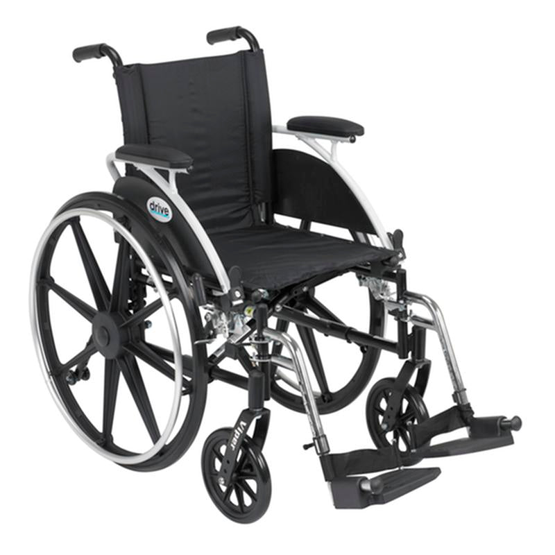 DM L414DDA-SF EA/1 Viper Wheelchair with Flip Back Removable Arms, Desk Arms, Swing away Footrests, 14" Seat