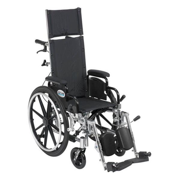 DM PL412RBDDA EA/1 Viper Plus Light Weight Reclining Wheelchair with Elevating Leg Rests and Flip Back Detachable Arms, 12" Seat