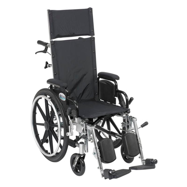 DM PL414RBDDA EA/1 Viper Plus Light Weight Reclining Wheelchair with Elevating Leg Rests and Flip Back Detachable Arms, 14" Seat