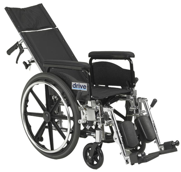 DM PLA418RBDFA EA/1 Viper Plus GT Full Reclining Wheelchair, Detachable Full Arms, 18" Seat
