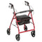 DM R728RD EA/1 Aluminum Rollator Rolling Walker with Fold Up and Removable Back Support and Padded Seat, Red