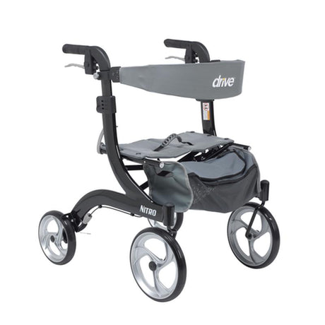 DM RTL10266BK-H EA/1 Nitro Euro Style Rollator Rolling Walker, Hemi Height, Black