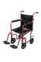 DM RTLFW19RW-RD EA/1 Flyweight Lightweight Transport Wheelchair with Removable Wheels, Red