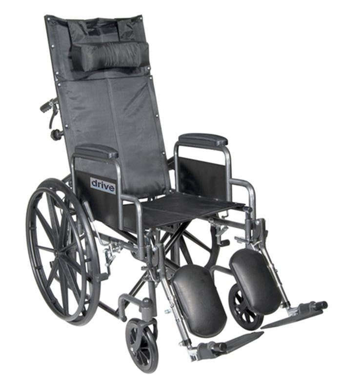 DM SSP16RBDDA EA/1 Silver Sport Reclining Wheelchair with Elevating Leg Rests, Detachable Desk Arms, 16" Seat