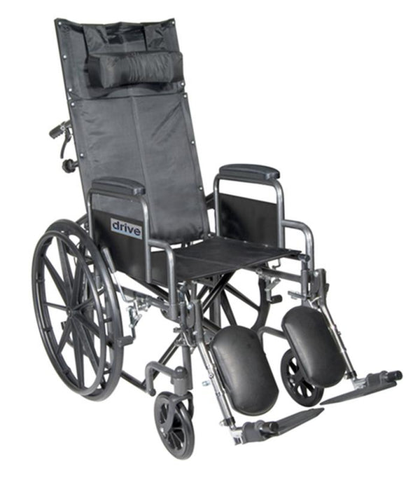 DM SSP18RBDDA EA/1 Silver Sport Reclining Wheelchair with Elevating Leg Rests, Detachable Desk Arms, 18" Seat