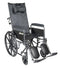 DM SSP18RBDFA EA/1 Silver Sport Reclining Wheelchair with Elevating Leg Rests, Detachable Full Arms, 18" Seat