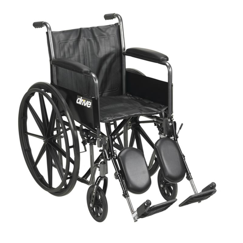 DM SSP216DFAELR EA/1 Silver Sport 2 Wheelchair, Detachable Full Arms, Elevating Leg Rests, 16" Seat