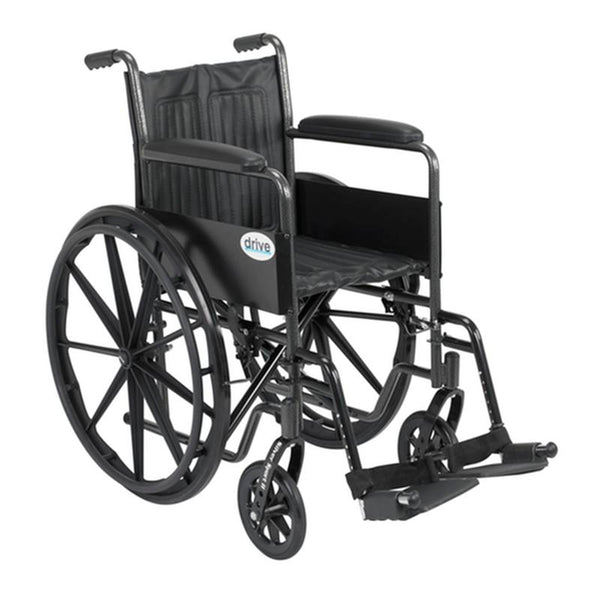 DM SSP218FA-SF EA/1 Silver Sport 2 Wheelchair, Non Removable Fixed Arms, Swing away Footrests, 18" Seat