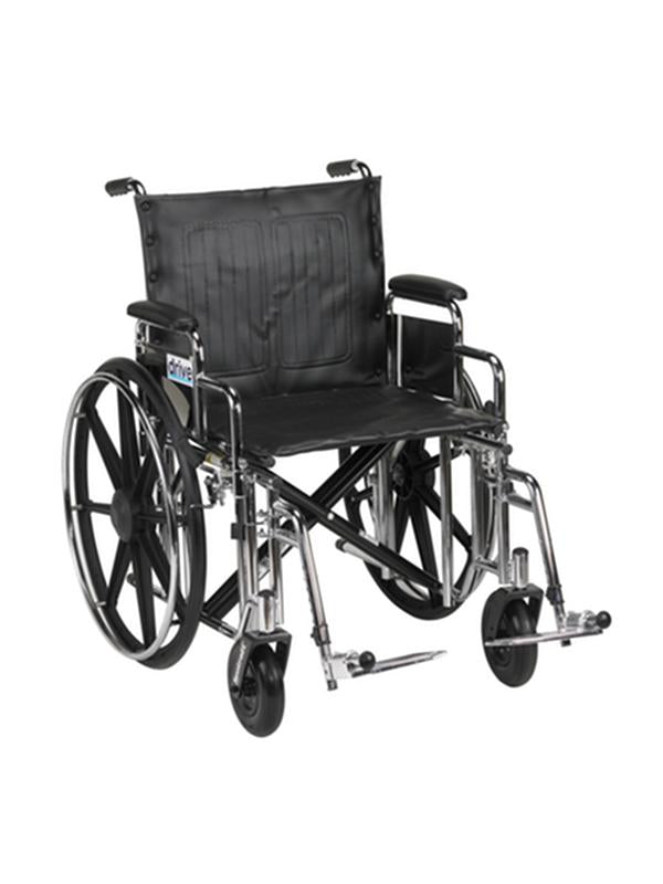 DM STD20DDA-SF EA/1 Sentra Extra Heavy Duty Wheelchair, Detachable Desk Arms, Swing away Footrests, 20" Seat