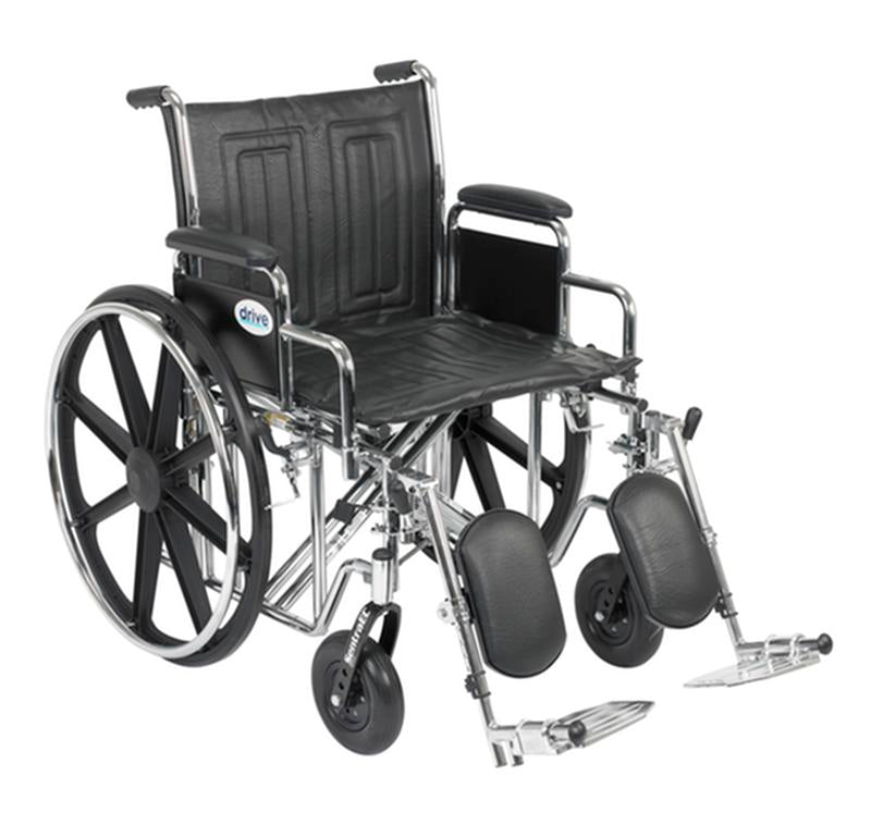 DM STD20ECDDELR EA/1 Sentra EC Heavy Duty Wheelchair, Detachable Desk Arms, Elevating Leg Rests, 20" Seat