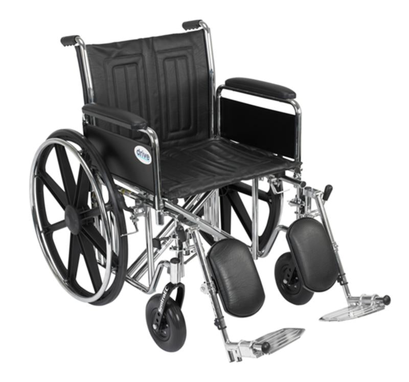 DM STD20ECDFELR EA/1 Sentra EC Heavy Duty Wheelchair, Detachable Full Arms, Elevating Leg Rests, 20" Seat