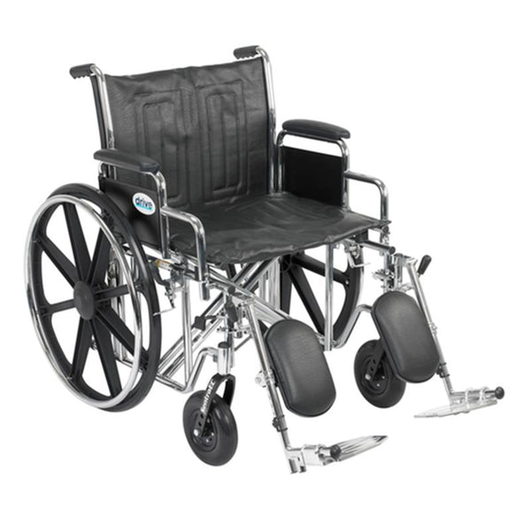 DM STD22ECELR EA/1 Sentra EC Heavy Duty Wheelchair, Detachable Desk Arms, Elevating Leg Rests, 22" Seat