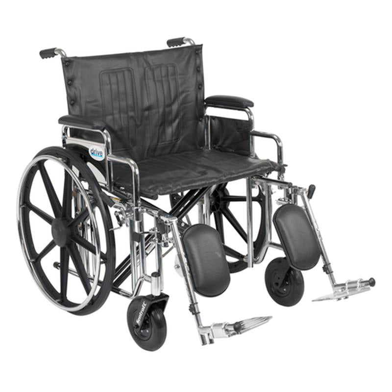 DM STD24DDA-ELR EA/1 Sentra Extra Heavy Duty Wheelchair, Detachable Desk Arms, Elevating Leg Rests, 24"Seat