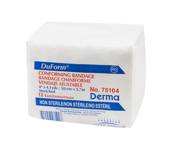 DUP 75104 PK/12 DUFORM CONFORMING STRETCH BANDAGE, SIZE 4IN X 4.1Y, NON-STERILE
