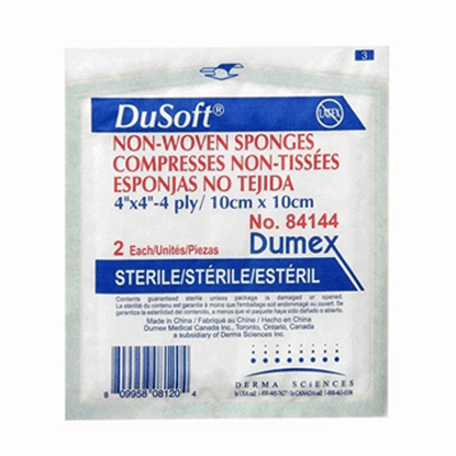 DUP 84143 BOX/25 (2/PK) DUSOFT NON-WOVEN SPONGE 4IN x 3IN, 4PLY, STERILE