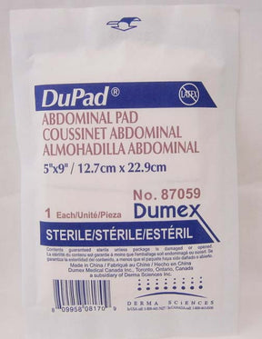 DUP 87059 BOX/25 DUPAD ABDOMINAL PAD 5IN x 9IN, STERILE
