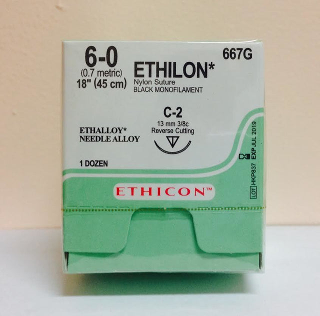 JNJ 667G BX/12  SUTURE 6-0  BLUE, MONO 18IN W/ FS2 NEEDLE BLACK.