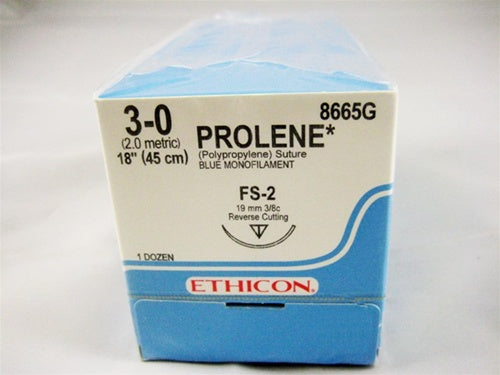 JNJ 8665G CS/12 SUTURE 3-0 PROLENE BLUE, MONO 18IN W/ FS1 NEEDLE BLACK.