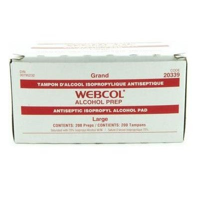 KND 20339 BX/200 ALCOHOL PREP WEBCOL LARGE 2 PLY