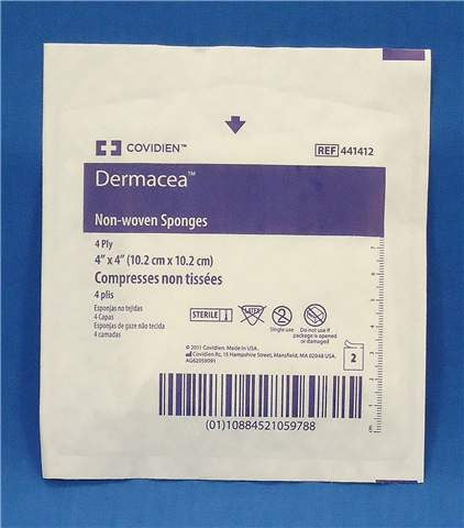 KND 441412 CS/24 (PKG/50) DERMACEA STERILE NON-WOVEN GAUZE SPONGE 4X4