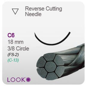LOOK 754B BX/12 SUTURE 5-0 SILK BLACK BRAID 18 IN WITH C6 NEEDLE