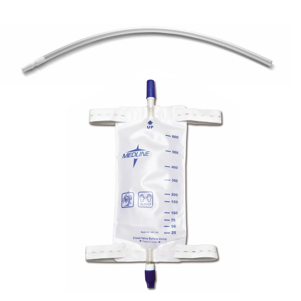 (CS/40) EA/1 URINARY LEG DRAINAGE BAG WITH ELASTIC STRAP, 18" EXTENSION TUBING, MEDIUM, 20OZ