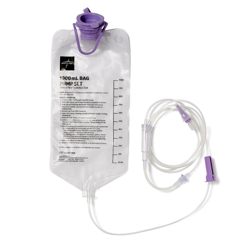 MDL ENFIT70552 CS/30 MEDLINE ENTRAFLO ENTERAL PUMP FEEDING SET W/ TWIST CAP, 1000ML