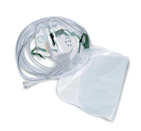 MDL HCS4640B CS/50 OXYGEN MASK, ADULT, NON REBREATHER W/ RESERVOIR BAG, 7" TUBING.