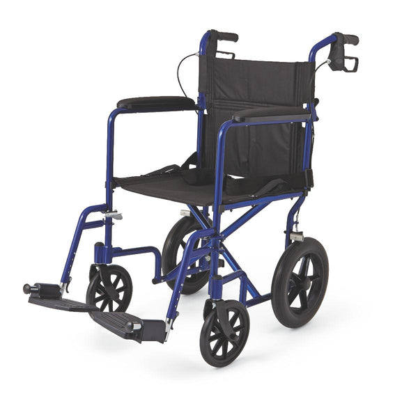 MDS 808210ABE EA/1 ALUMINIUM TRANSPORT CHAIR WITH 12" WHEELS , BLUE