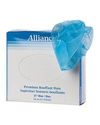 MED P701015 BX/100 PREMIUM BOUFFANT CAP, 21" LATEX FREE. (BLUE)