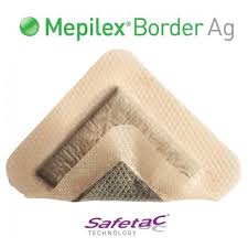 MOL 395390 BX/5 MEPILEX BORDER FOAM AG DRESSING, 10CM X 10CM