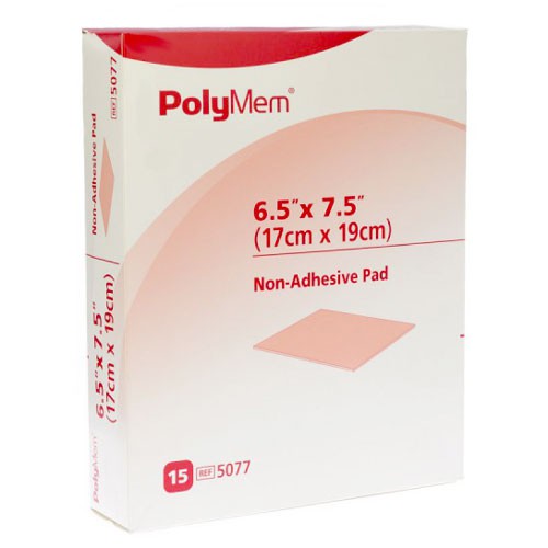 PLM 5077 BX/15 POLYMEM NON-ADHESIVE PAD DRESSING,  6.5IN X 7.5IN