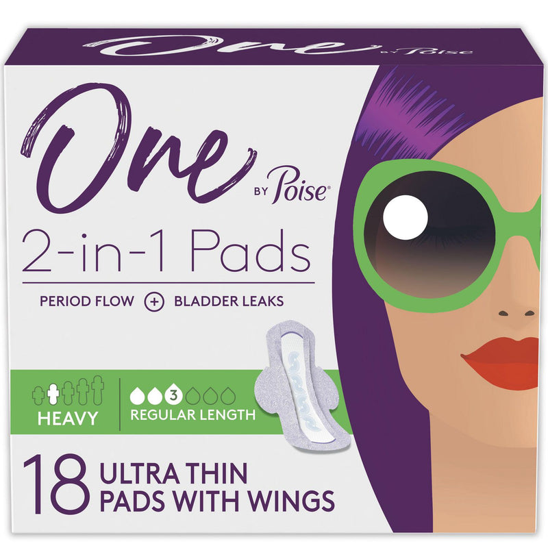 POI 53450 PKG/18 One by POISE Ultrathin Heavy Flow, Wing Pad