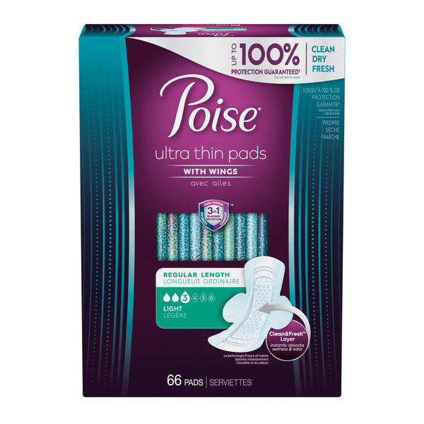 POI 54386 PKG/66 POISE ULTRA THIN LIGHT REGULAR WINGED PADS CONVENIENCE