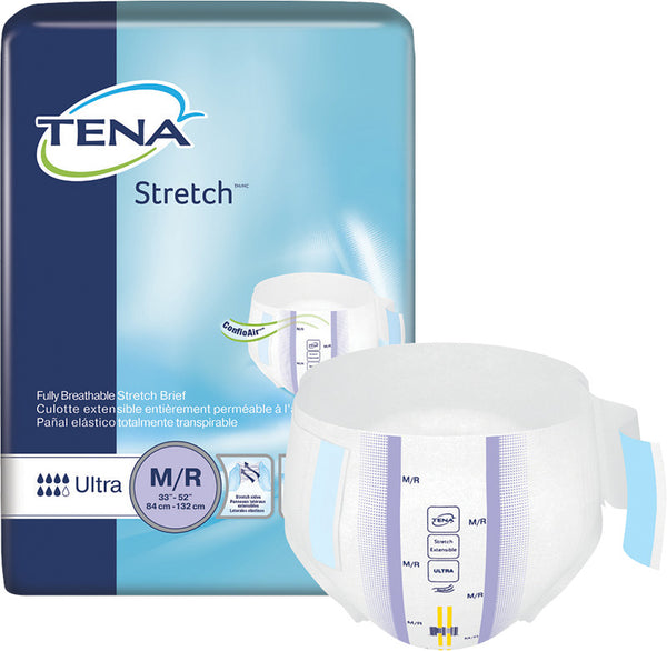 SCA 67802 TENA® Stretch™ Ultra Incontinence Brief, Ultra Absorbency, Medium/Regular