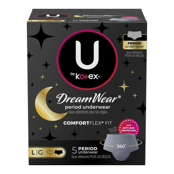 UBK 54045 PKG/5 U by KOTEX DREAMWEAR Overnight Pants L