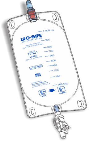 URO 77321 EA/1 URO SAFE DISPOSABLE VINYL LEG BAG W/ THUMB CLAMP, STERILE, LATEX LEG STRAPS, 32OZ.