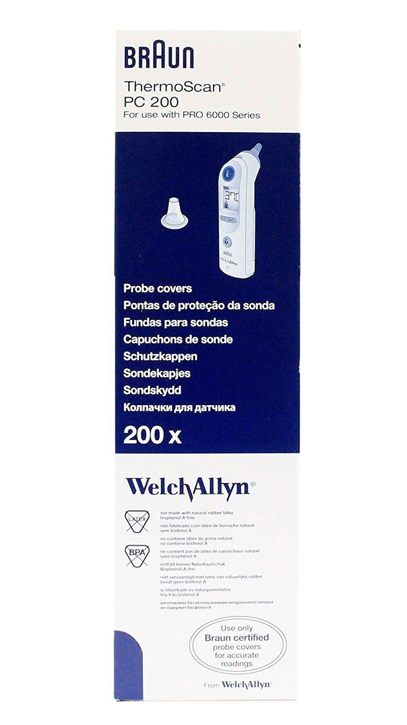 WA 06000-005 BX/200 WELCH ALLYN PROBE COVERS FOR PRO 6000 BRAUN TYMPANIC THERMOMETER.