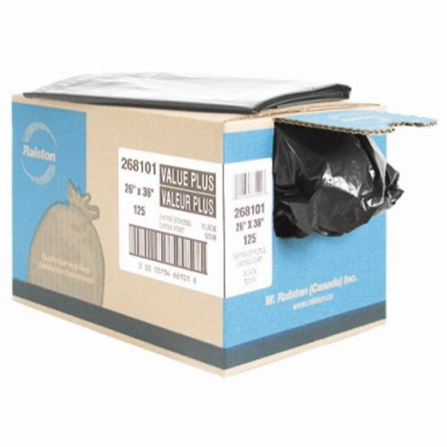 WRA 268301 CS/125 BLACK GARBAGE BAGS 30IN X 38IN, STRONG
